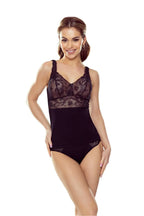 Canotta da donna in cotone con scollo a v pizzo floreale