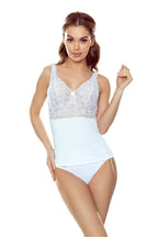 Canotta da donna in cotone con scollo a v pizzo floreale