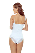 Canotta da donna in cotone con scollo a v pizzo floreale