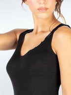 Canotta donna plissé in lana e seta - made italy