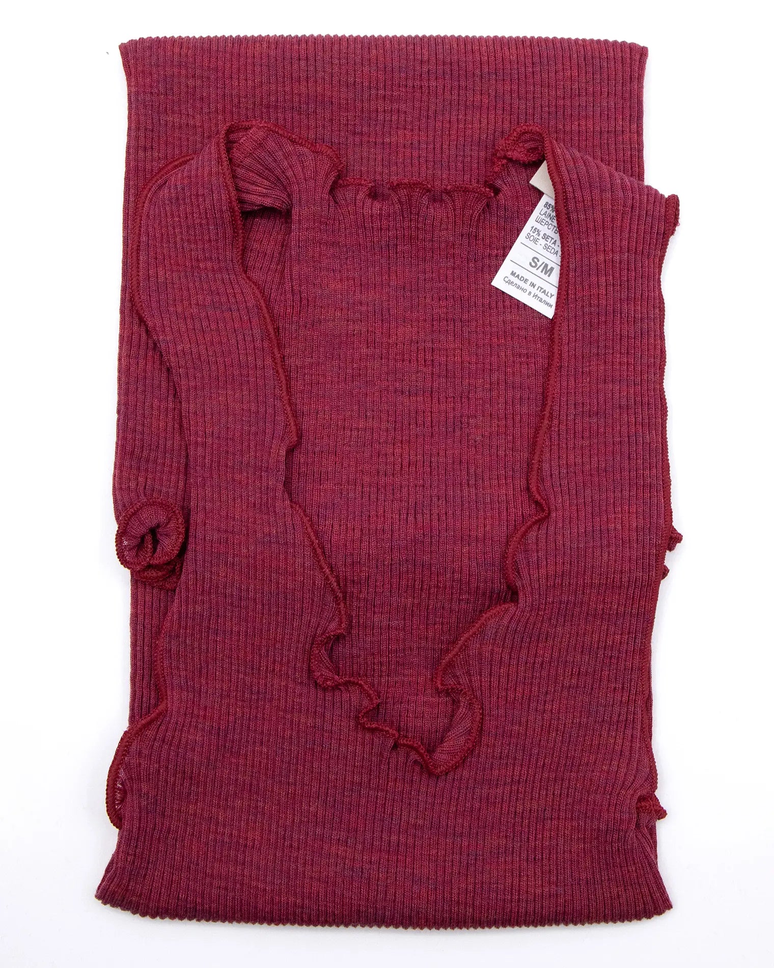 Canotta donna plissé in lana e seta - made italy