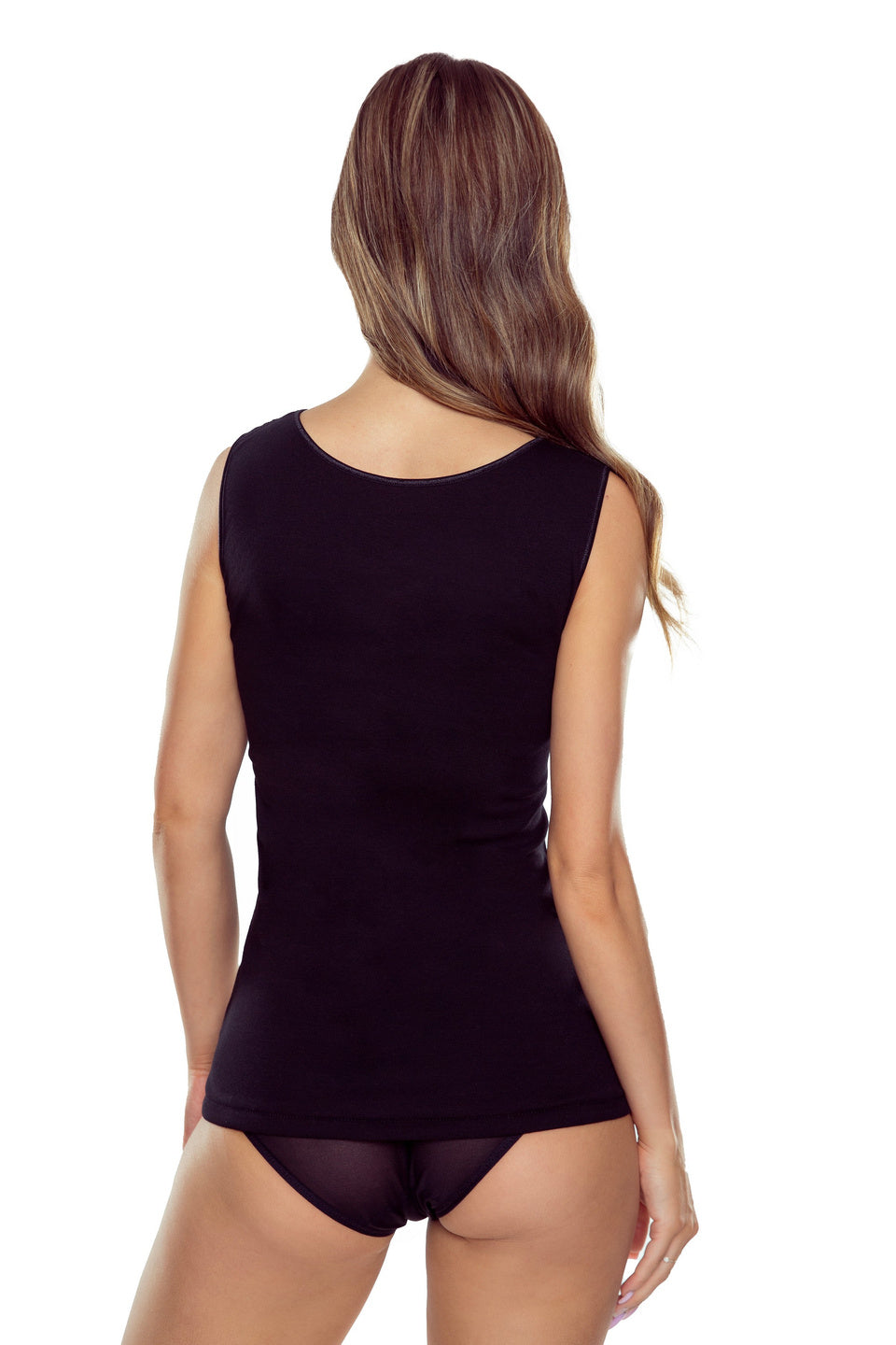 Canotta in cotone con pizzo e inserto in tulle - giovanna