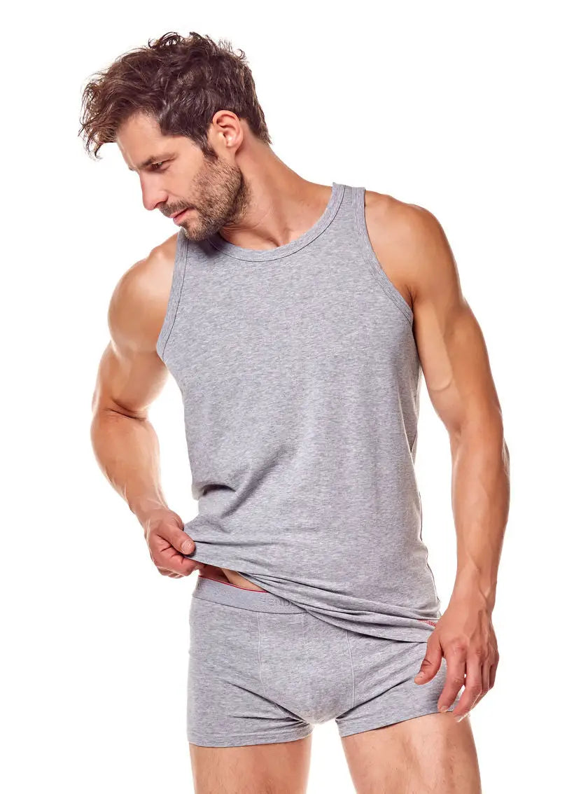 Canotta uomo in cotone elasticizzato - red line