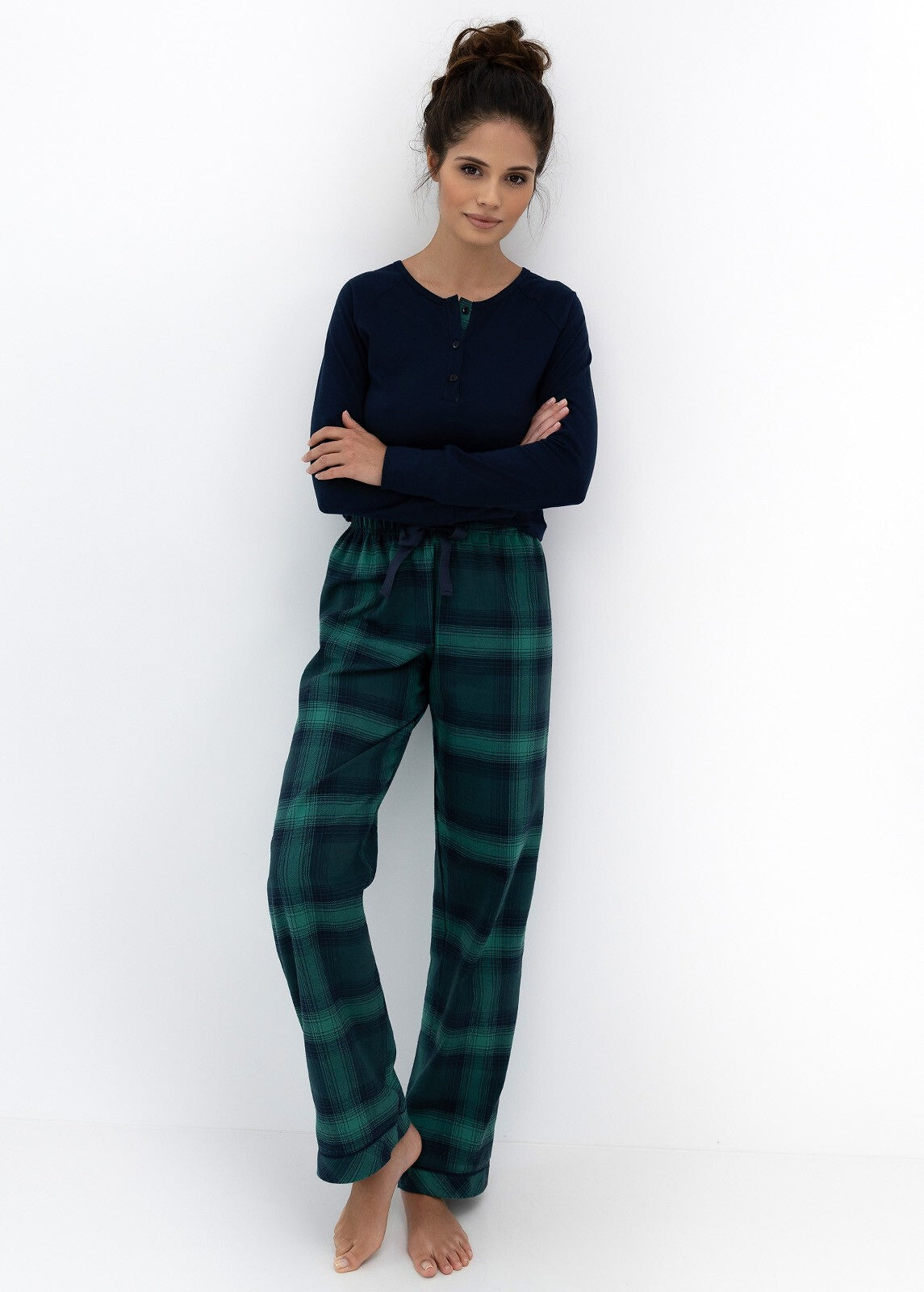 Cassandra | pigiama lungo da donna in cotone con pantaloni