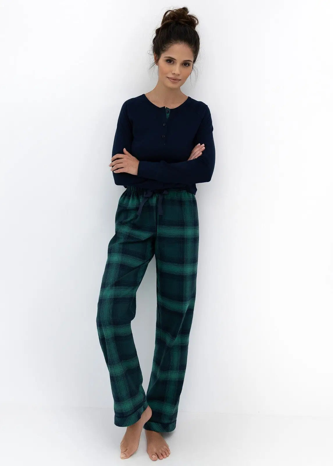 Cassandra | pigiama lungo da donna in cotone con pantaloni