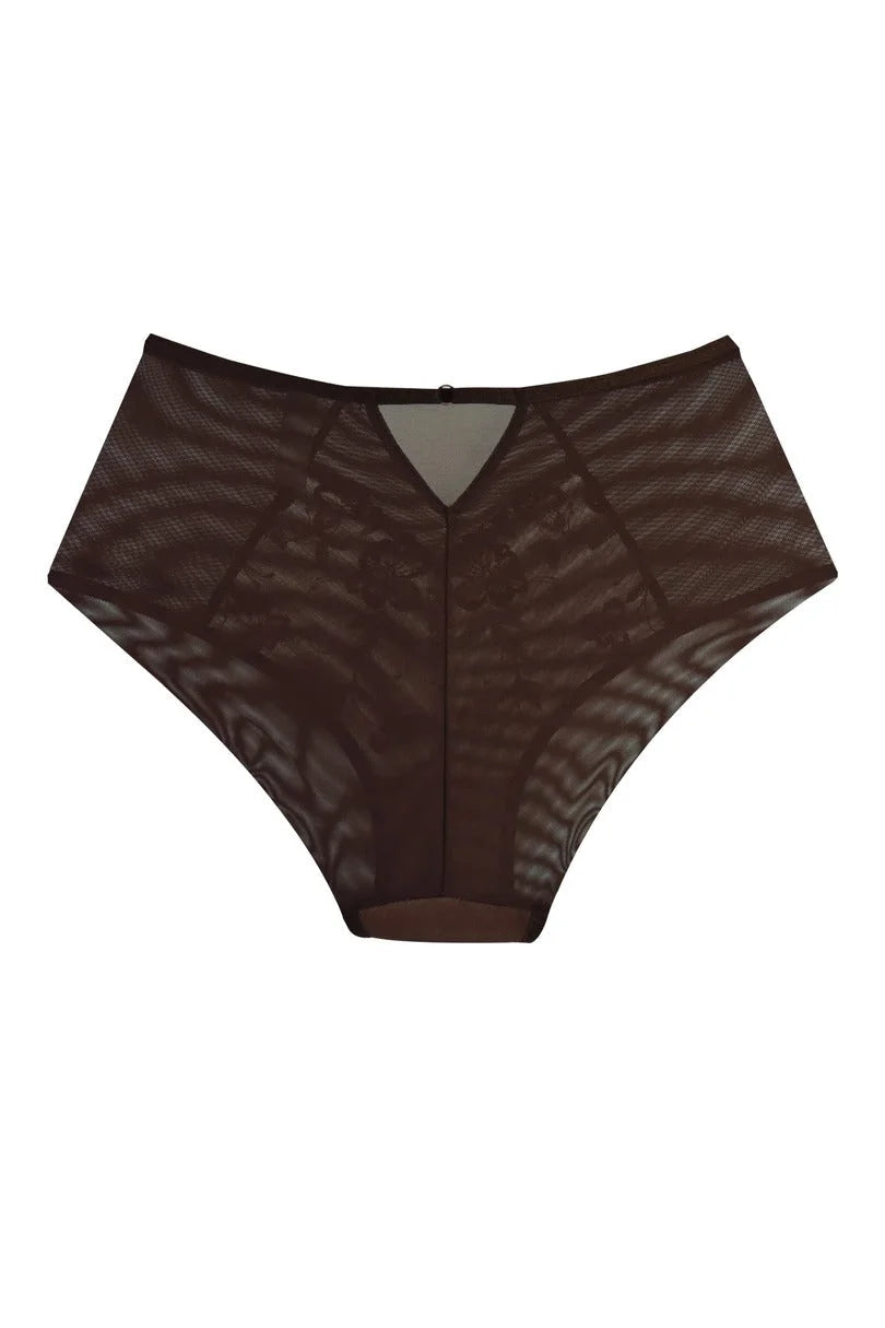 Chocolate - slip da donna dark in tulle e ricamo floreale