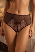 Chocolate - slip da donna dark in tulle e ricamo floreale
