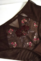 Chocolate - slip da donna dark in tulle e ricamo floreale
