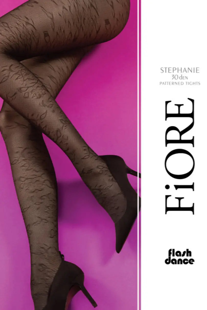 Collant 30 denari a rete con delicata fantasia floreale