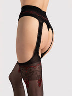 Collant effetto autoreggente strip panty con ricami | amour