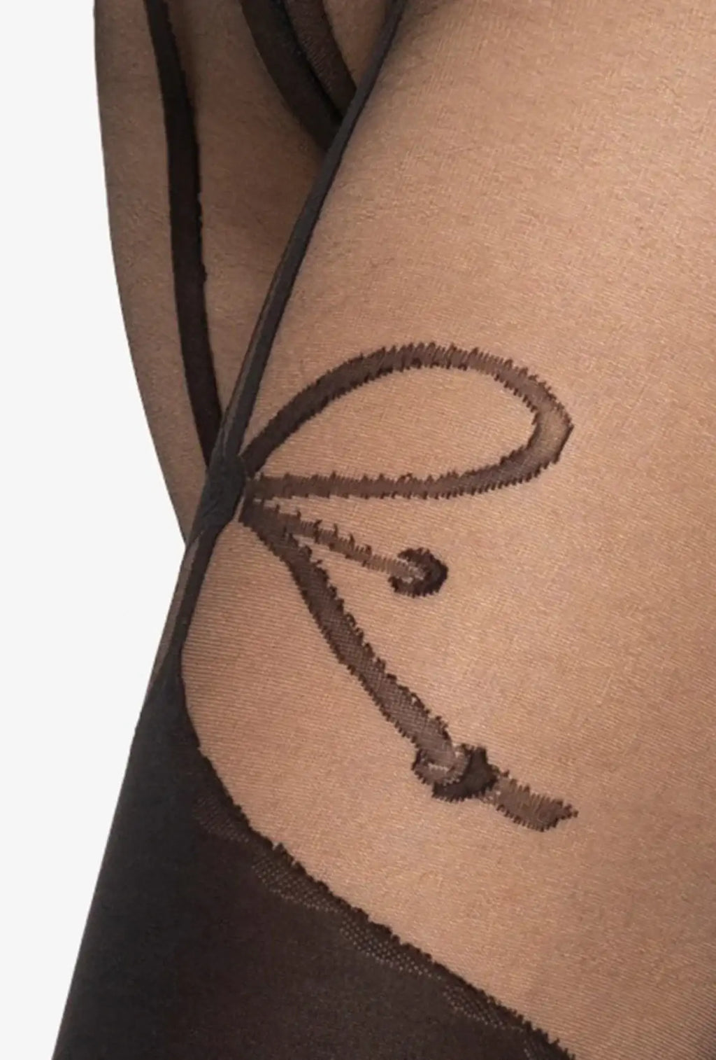 Collant a fantasia effetto autoreggente con fiocco