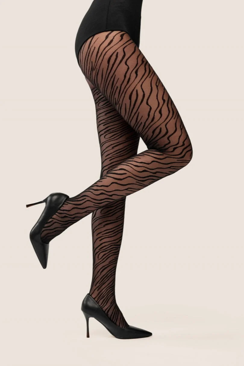 Collant moda 20 den – trasparenza velata con motivo zebra