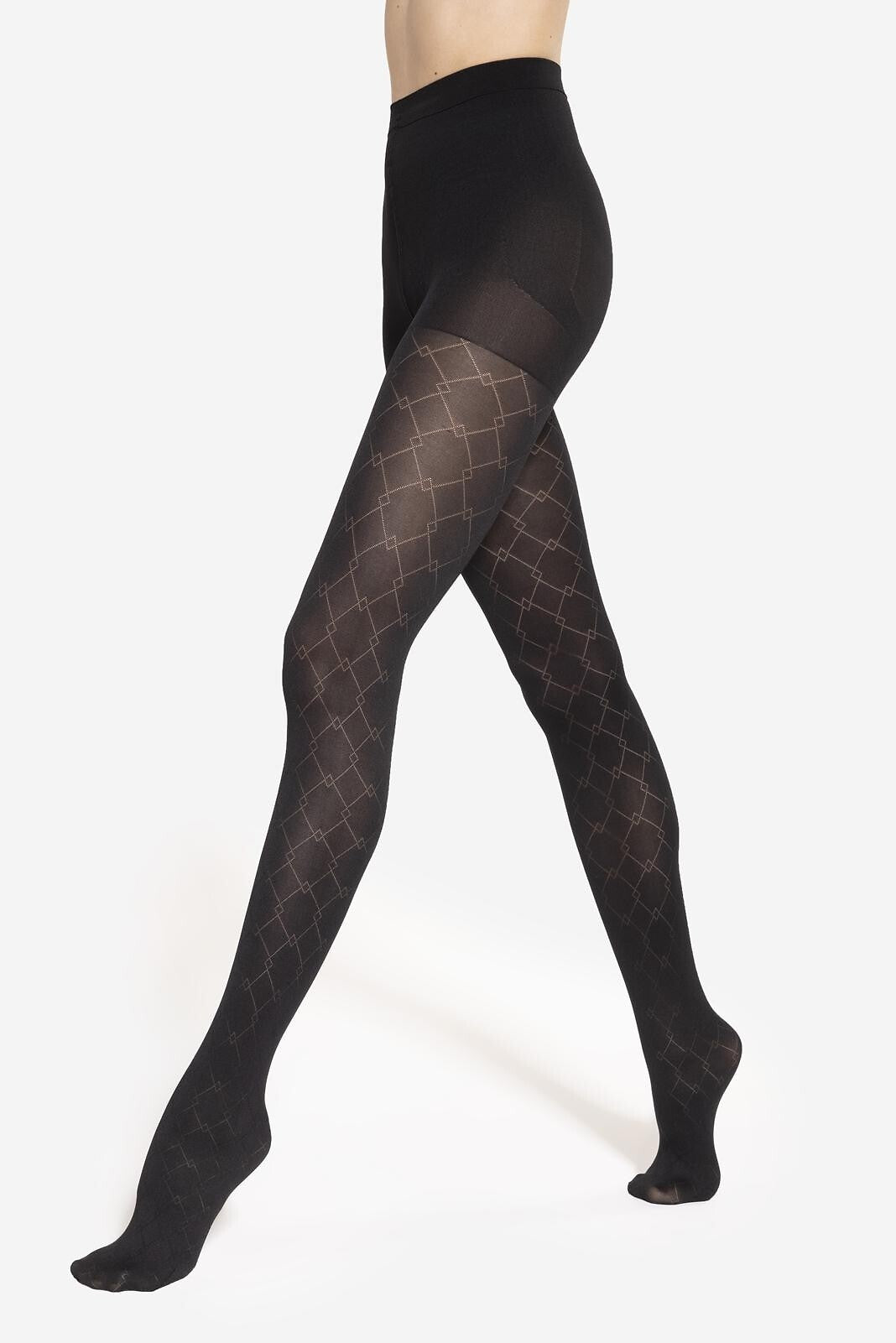 Collant modellanti push-up con fantasia geometrica 30 den