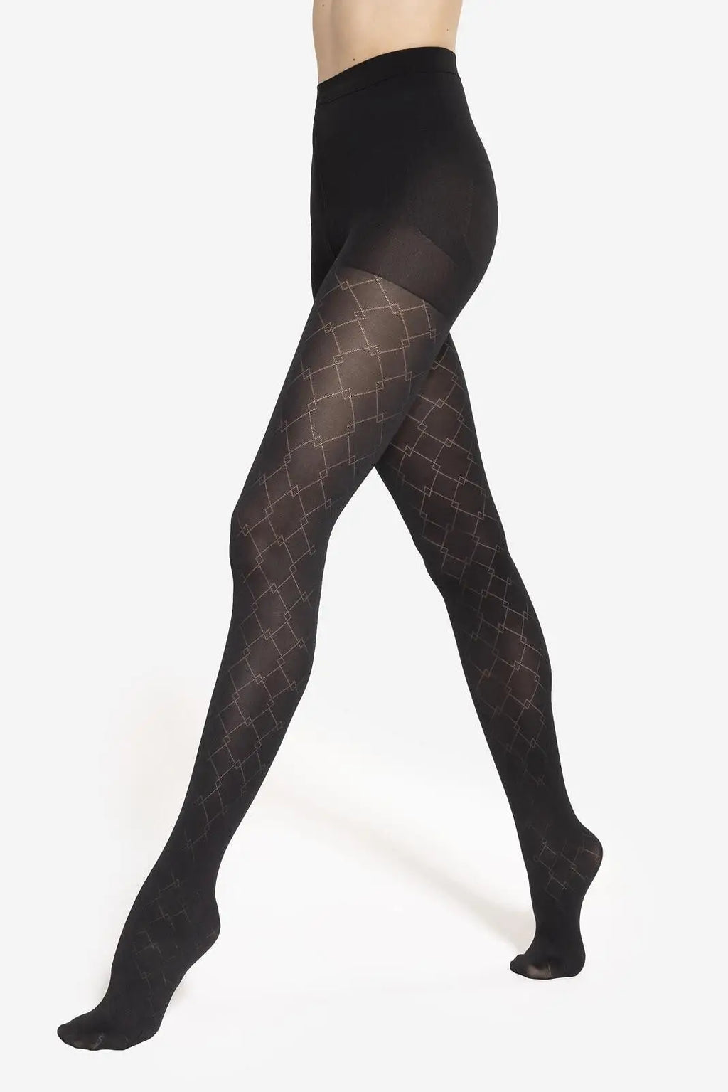 Collant modellanti push-up con fantasia geometrica 30 den