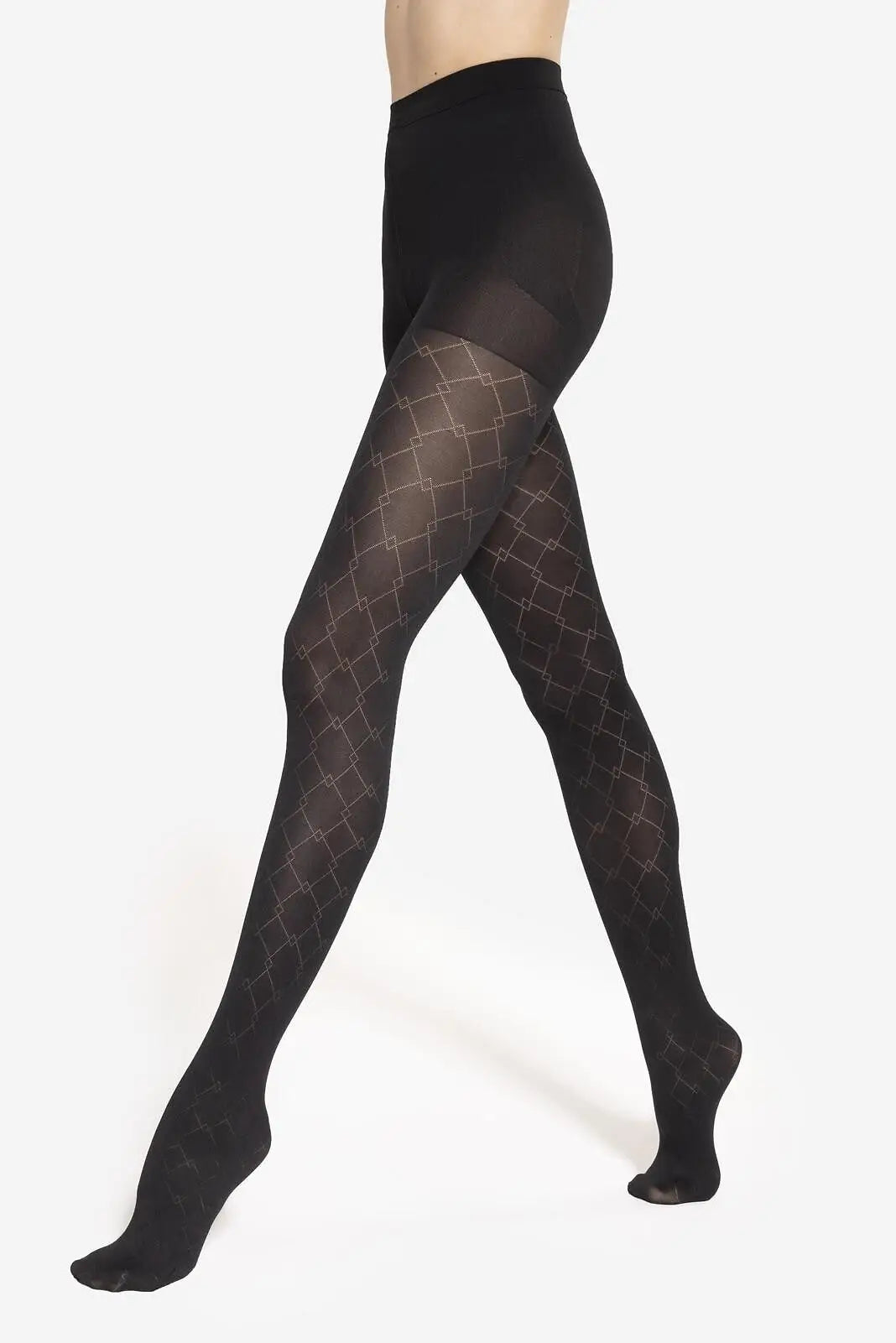 Collant modellanti push-up con fantasia geometrica 30 den