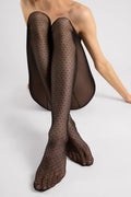 Collant in tulle a pois con riga posteriore stile vintage