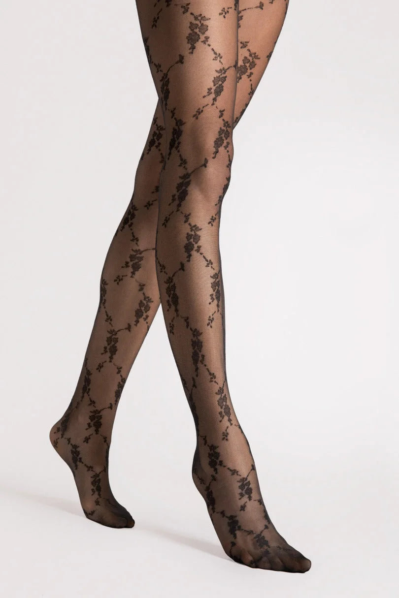 Collant velati con design floreale 20 den (rosalia)