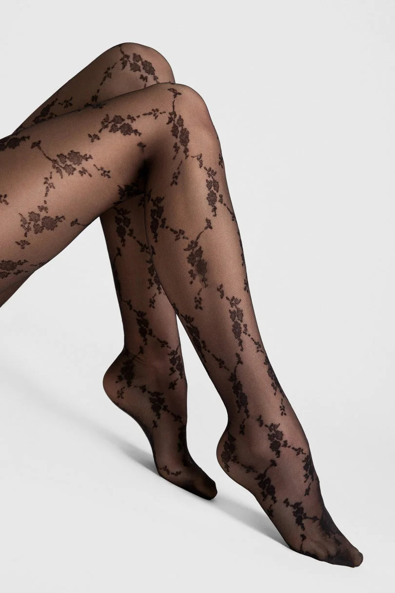 Collant velati con design floreale 20 den (rosalia)