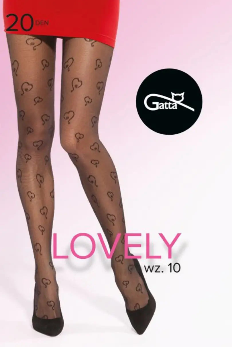Collant velati con fantasia a cuori - 20 den - lovely 10