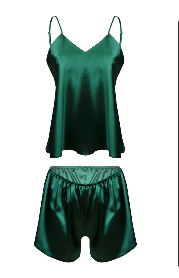 Completo due pezzi in raso liscio - canotta e shorts | karen