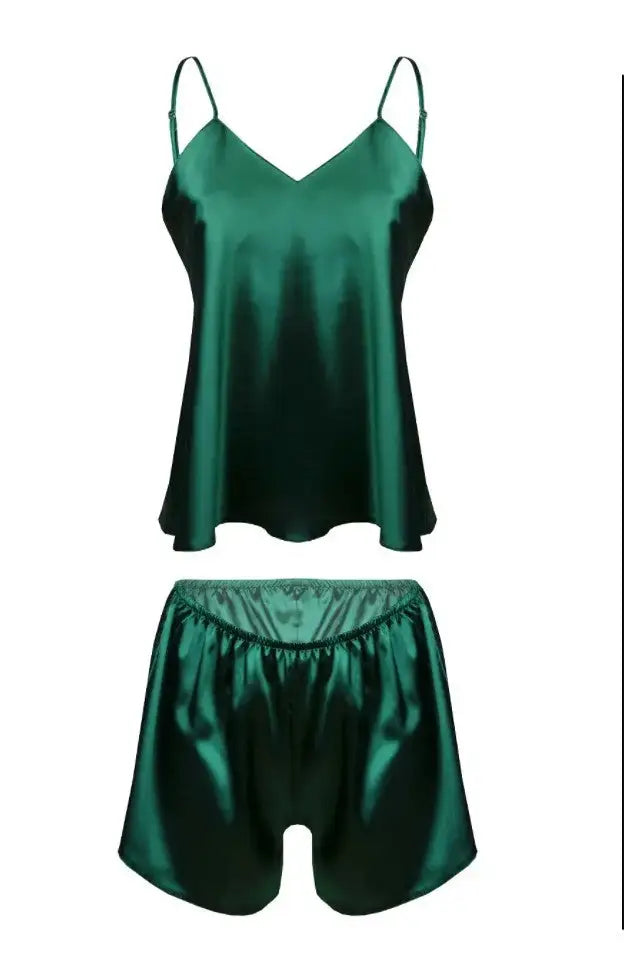 Completo due pezzi in raso liscio - canotta e shorts | karen