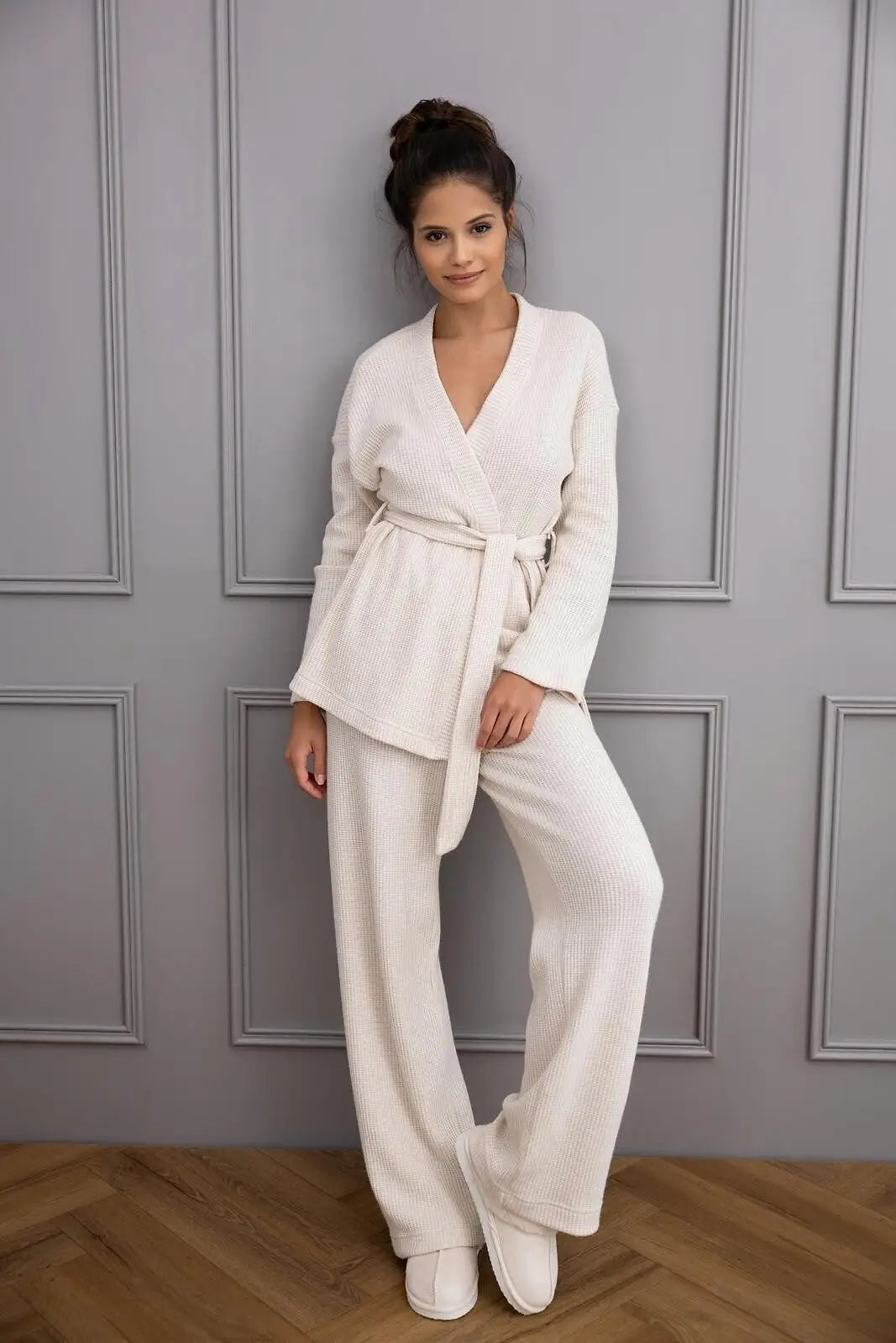 Completo homewear da donna in tessuto waffle - journey