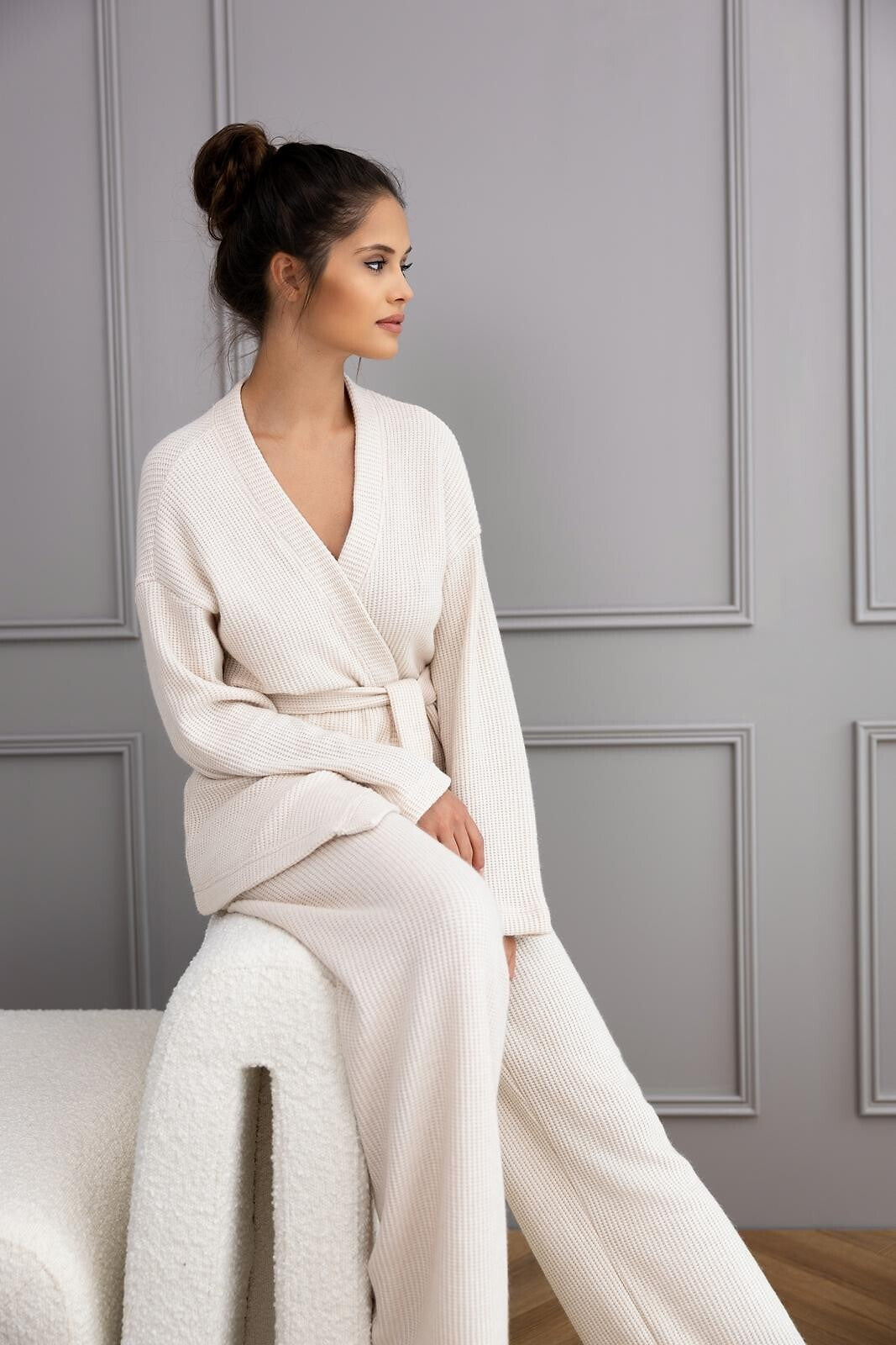 Completo homewear da donna in tessuto waffle - journey