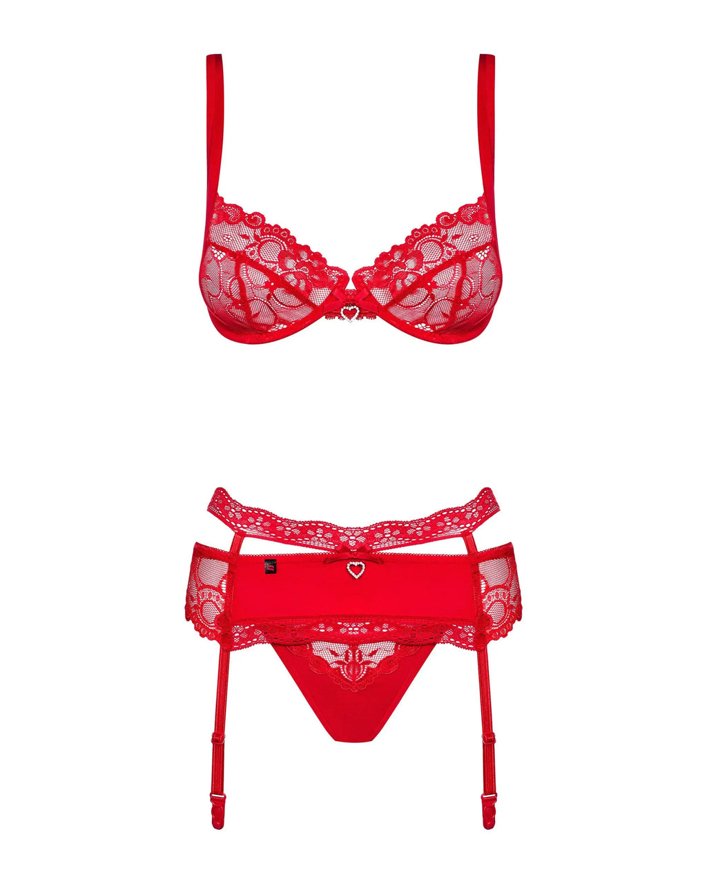 Completo intimo 3 pezzi con reggiseno e reggicalze