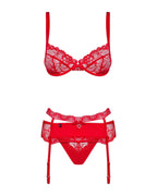 Completo intimo 3 pezzi con reggiseno e reggicalze