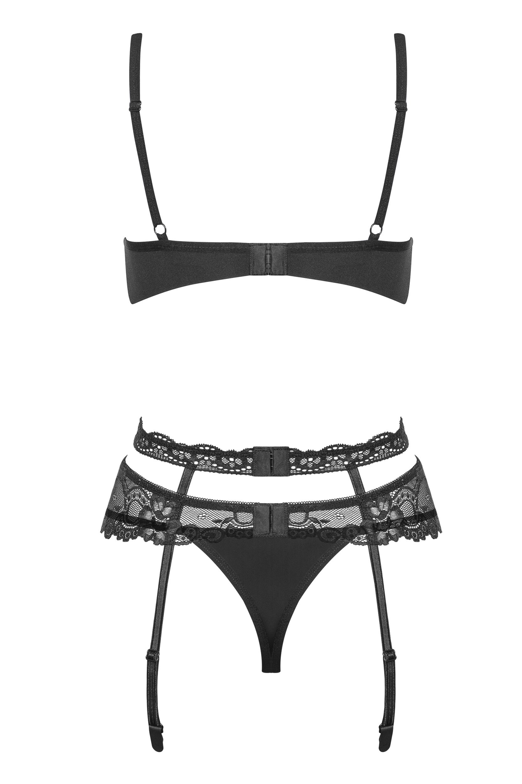 Completo intimo 3 pezzi con reggiseno e reggicalze