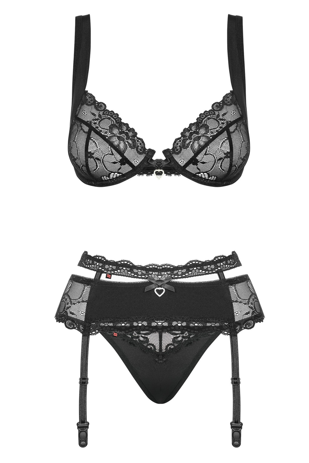 Completo intimo 3 pezzi con reggiseno e reggicalze