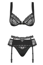 Completo intimo 3 pezzi con reggiseno e reggicalze
