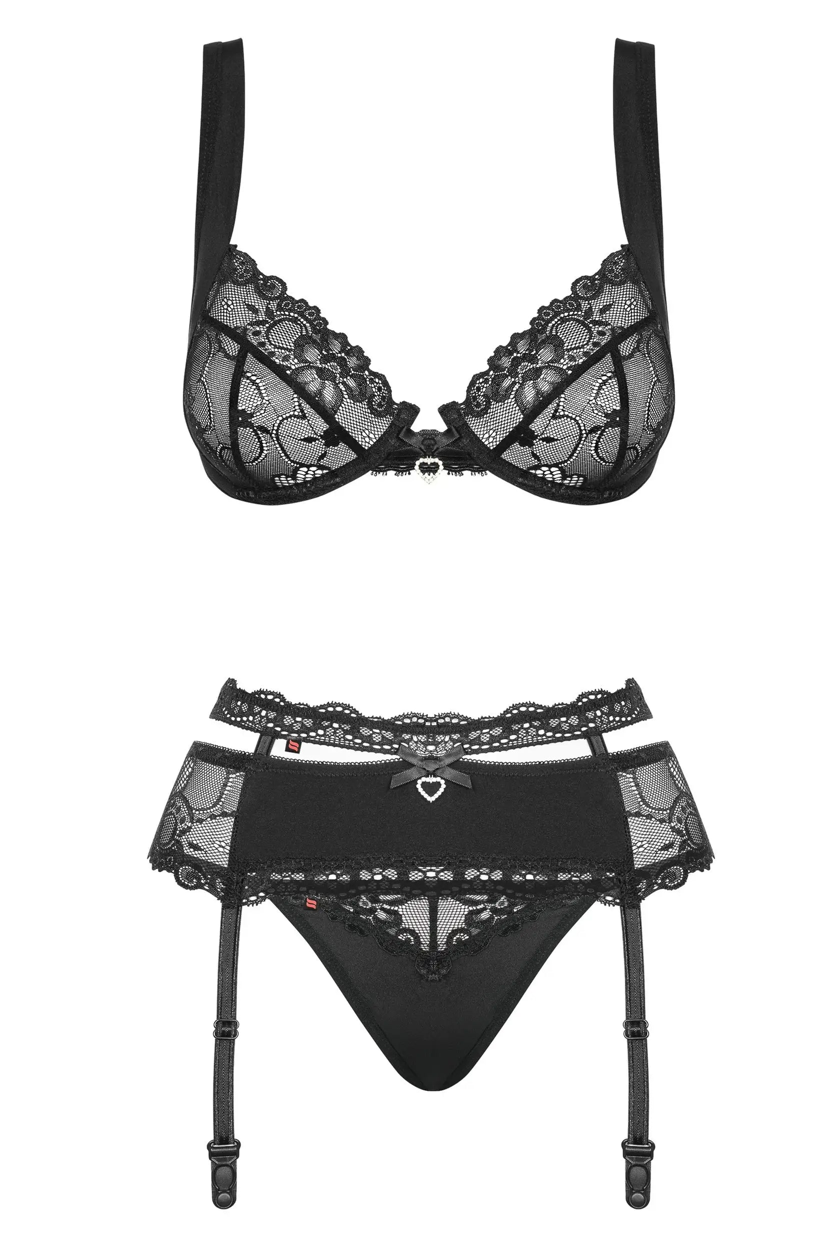 Completo intimo 3 pezzi con reggiseno e reggicalze