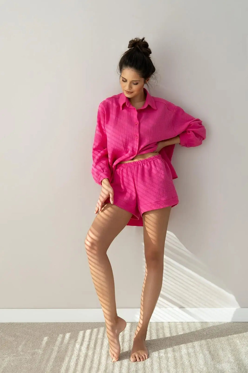 Completo/pigiama estivo da donna in mussola di cotone