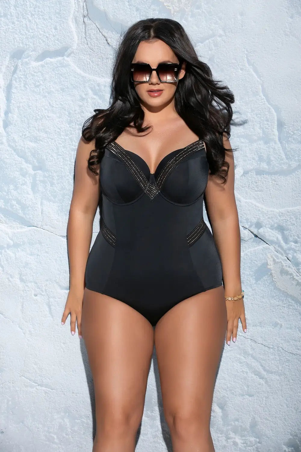 Costume da bagno intero con coppe preformate - nero