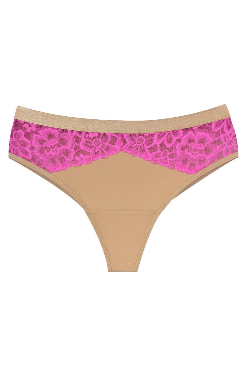 Crazy pink - slip brasiliana donna pizzo rosa
