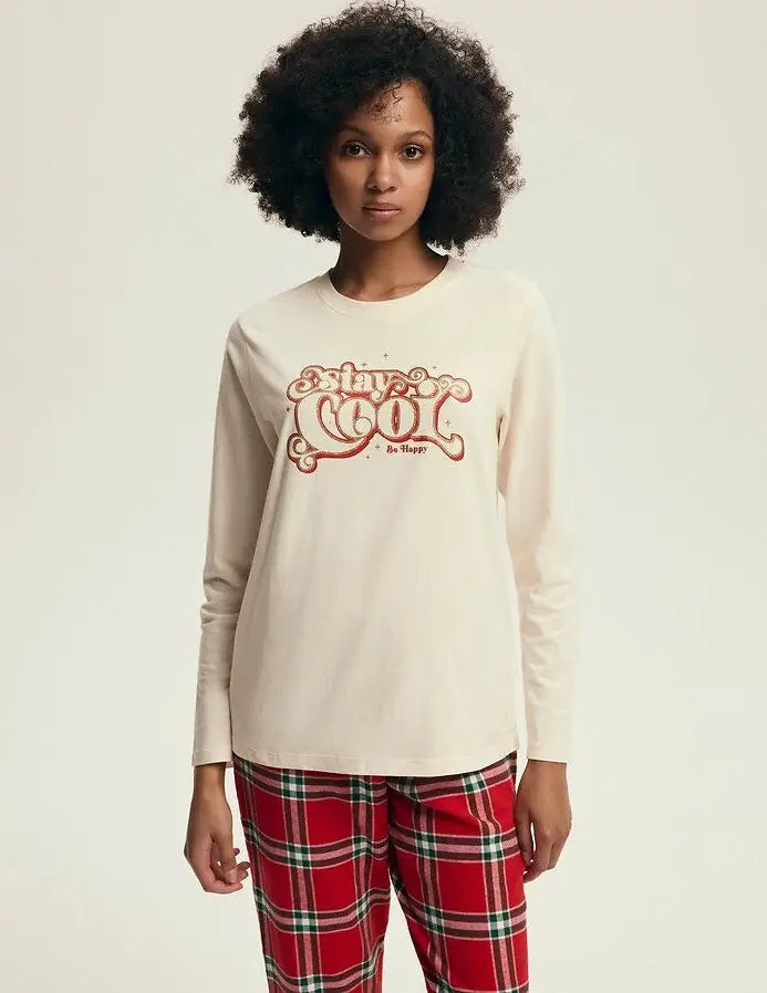 Dalisa | pigiama donna 100% cotone | scritta glitter