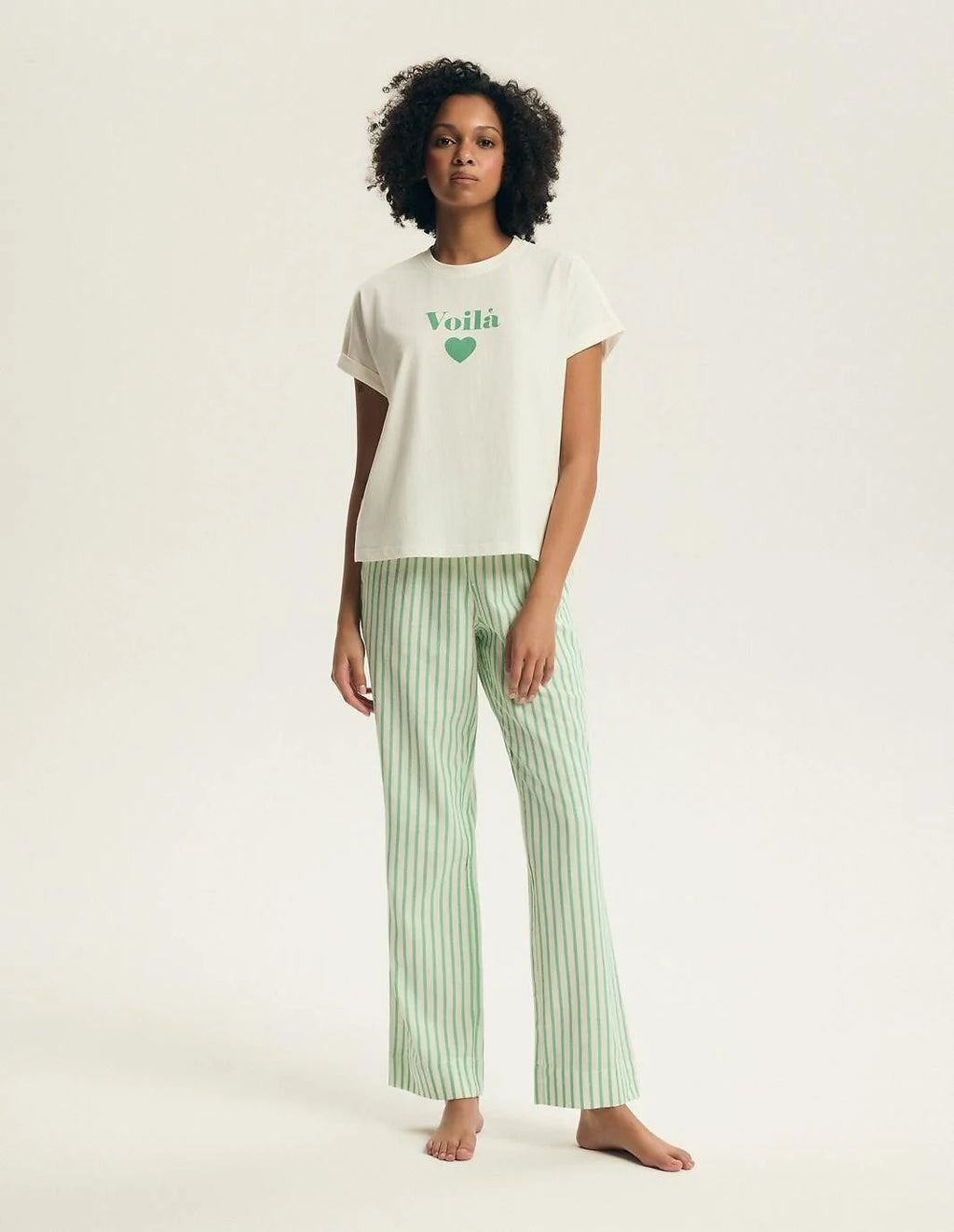 Darlan | pigiama donna in cotone con pantaloni a righe