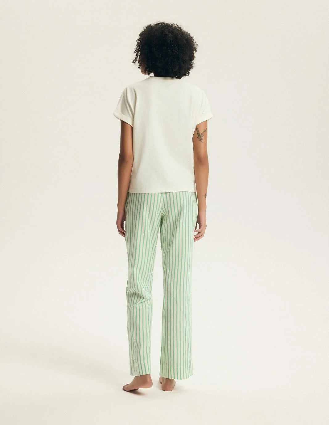Darlan | pigiama donna in cotone con pantaloni a righe