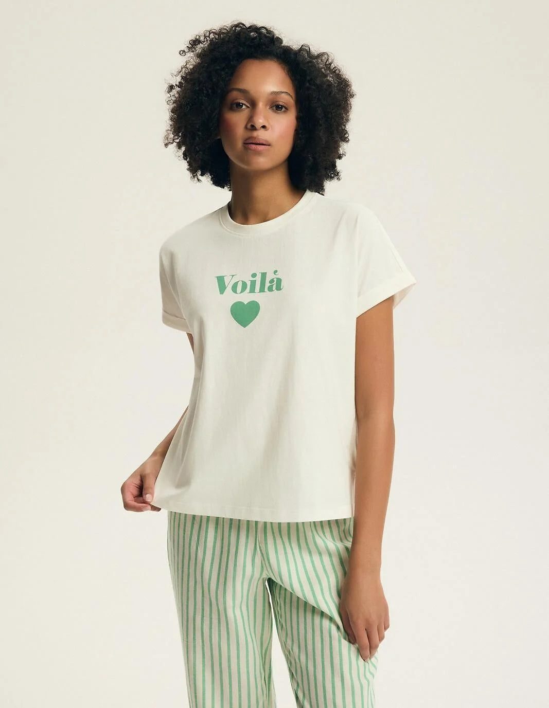 Darlan | pigiama donna in cotone con pantaloni a righe
