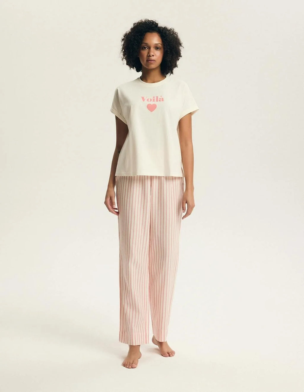 Darlan | pigiama donna in cotone con pantaloni a righe