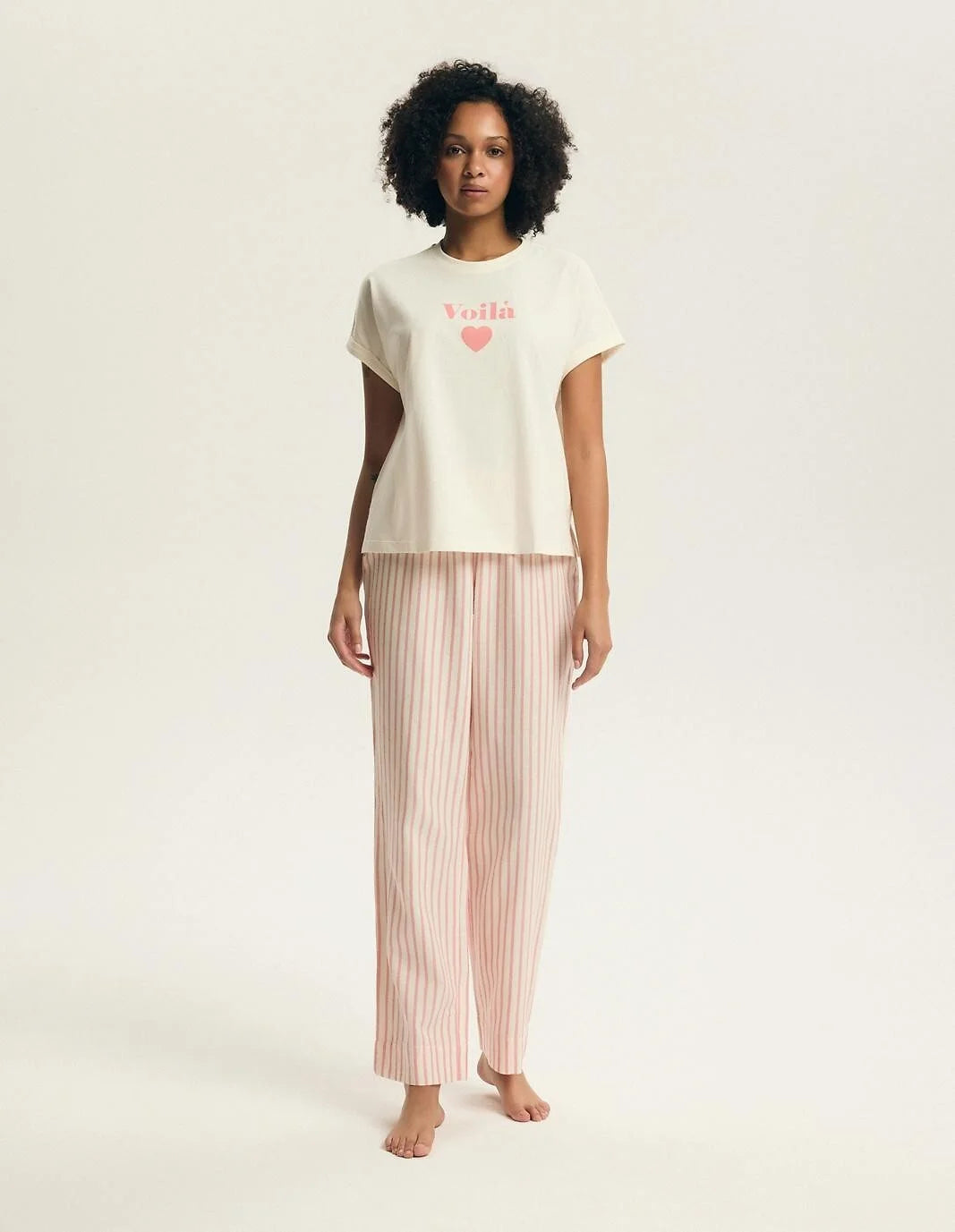 Darlan | pigiama donna in cotone con pantaloni a righe