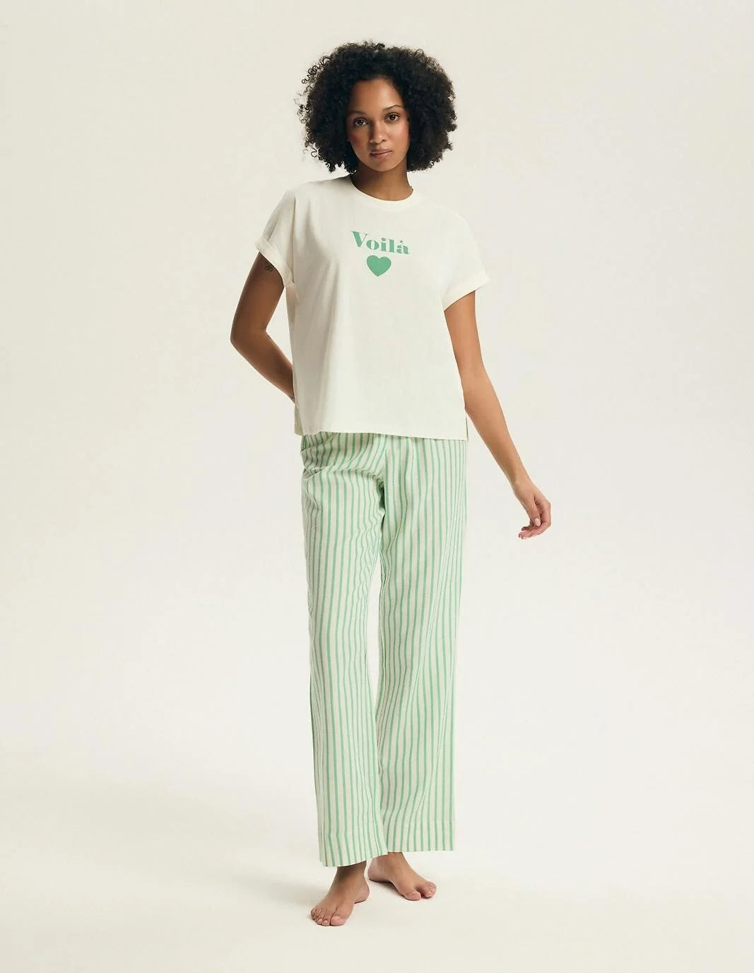 Darlan | pigiama donna in cotone con pantaloni a righe
