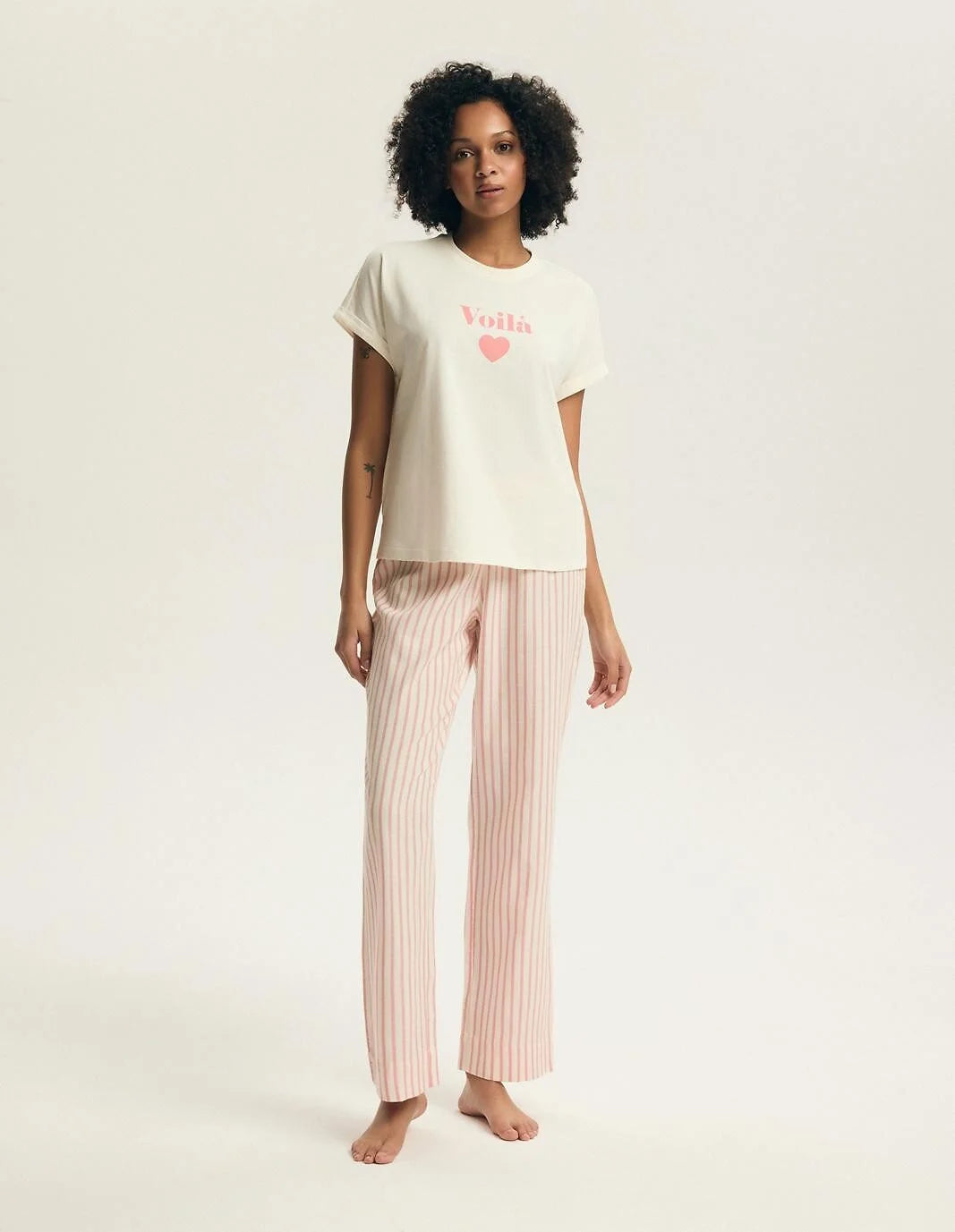 Darlan | pigiama donna in cotone con pantaloni a righe
