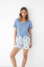 Denver | pigiama estivo donna in viscosa con shorts fantasia