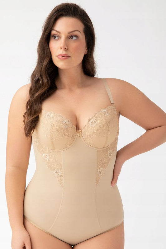 Body con aros y copas con relleno - Livia - Beige