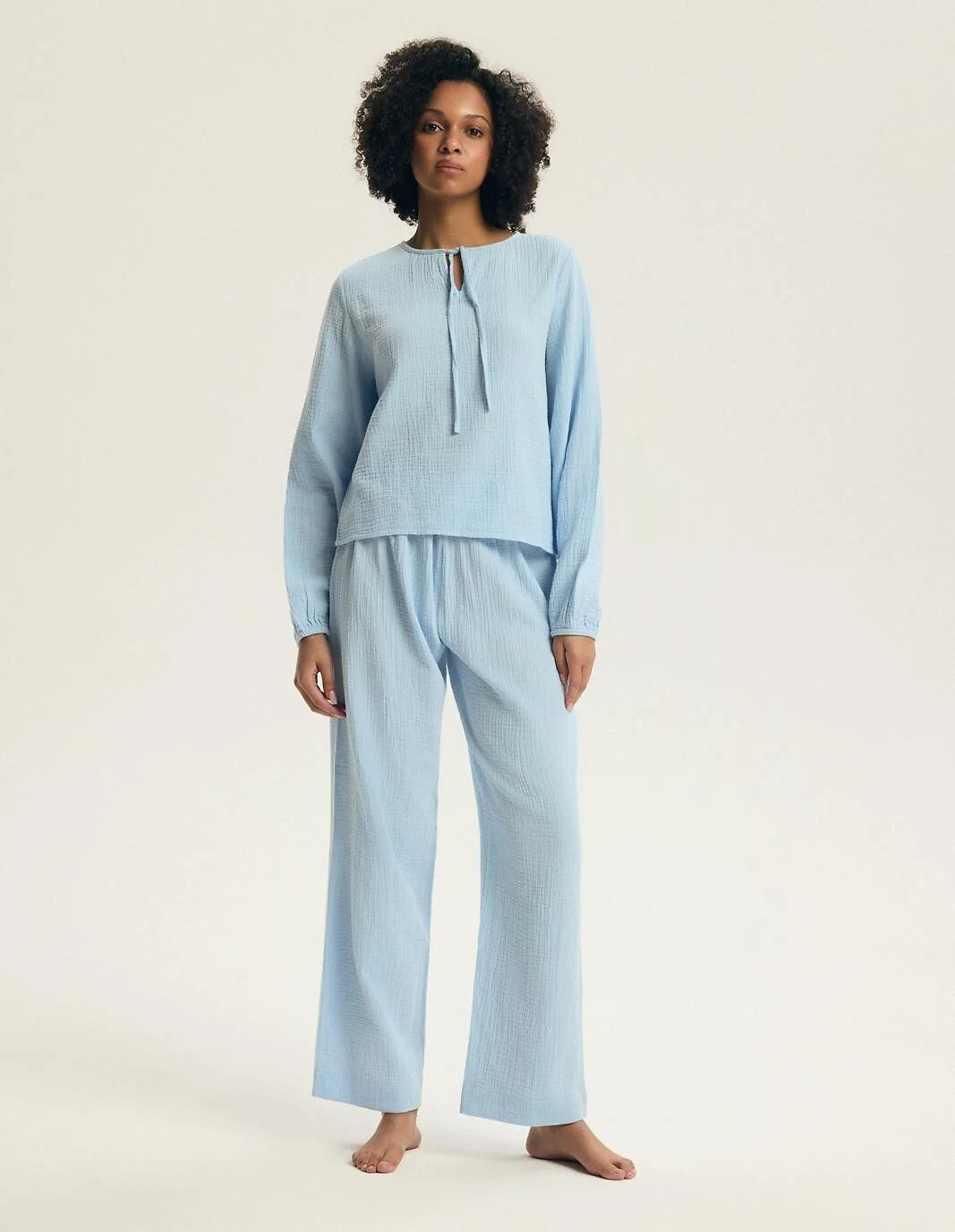 (eleni) pigiama donna in puro cotone mussola – leggerezza