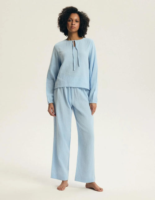 (eleni) pigiama donna in puro cotone mussola – leggerezza