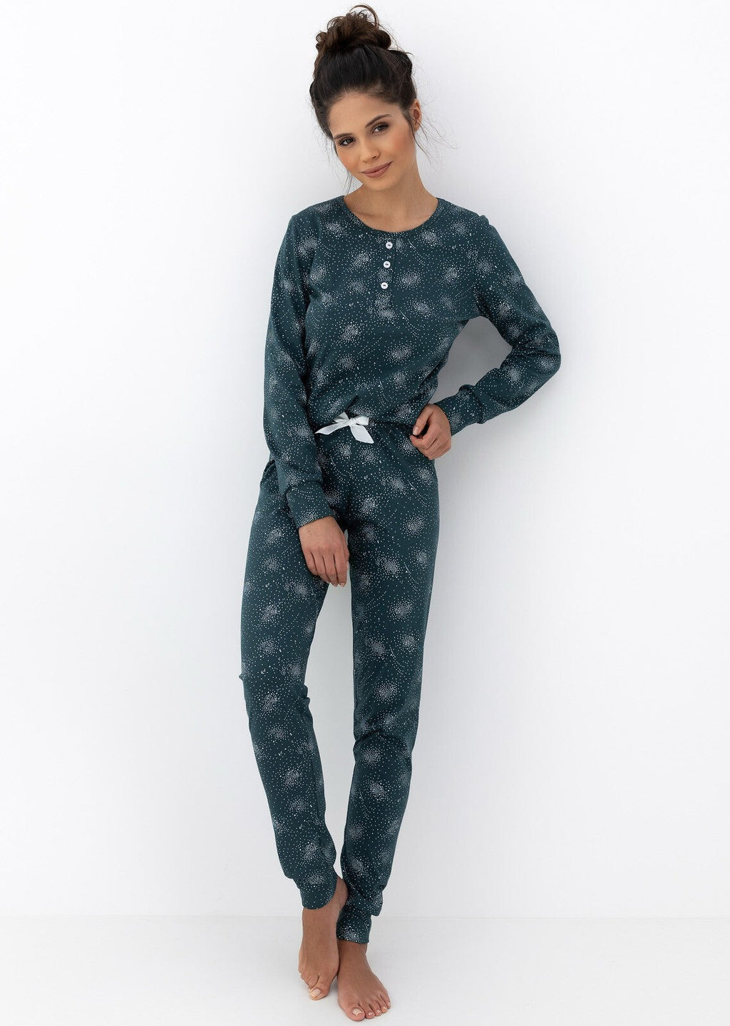 Ellison | pigiama lungo da donna in cotone 100% | maglia