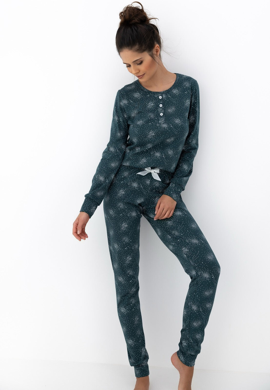 Ellison | pigiama lungo da donna in cotone 100% | maglia